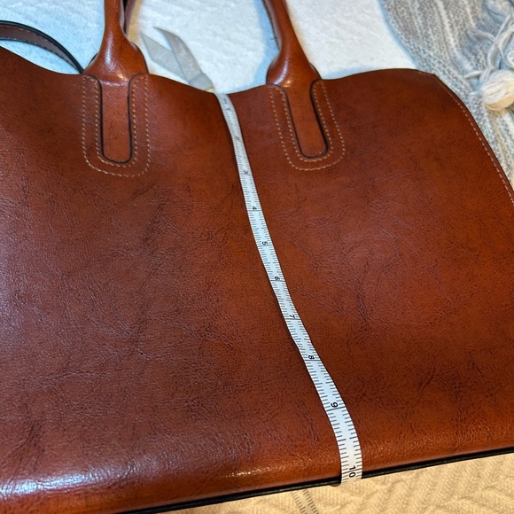 Brown Faux Leather Tote Bag - Picture 9 of 12